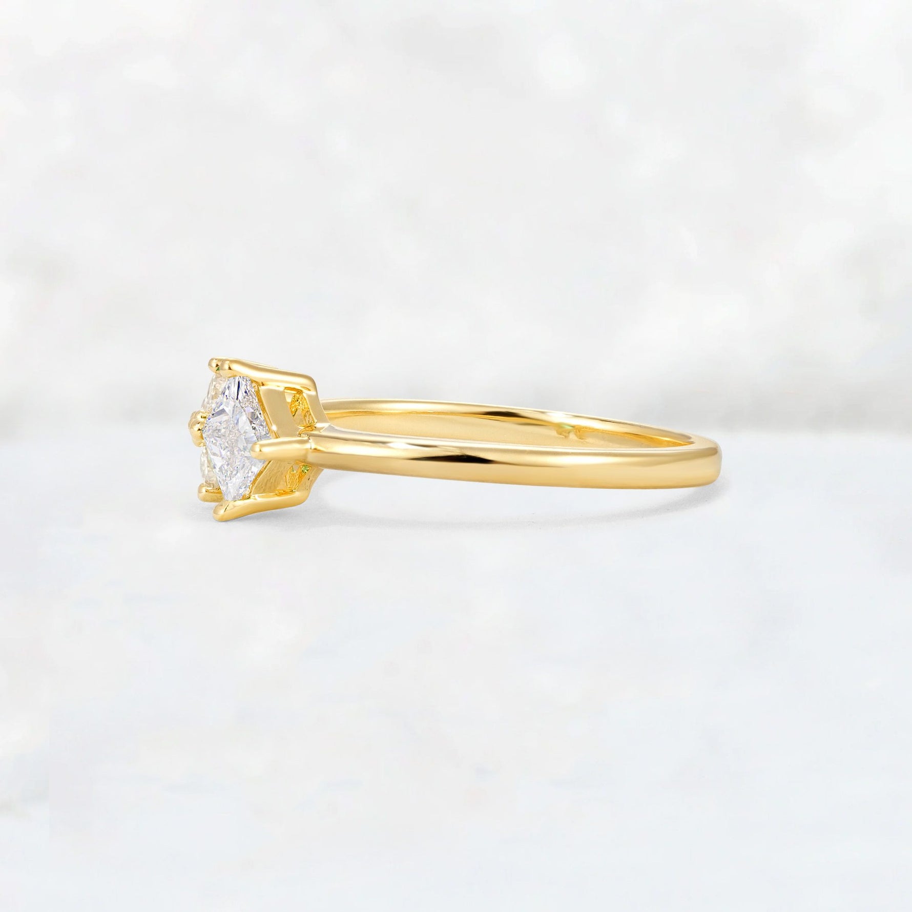 Princess Cut Moissanite Asymmetrical Cluster Side Stone Engagement Ring - Additional view