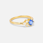 Princess Cut Sapphire Asymmetrical Cluster Side Stone Engagement Ring - Additional view