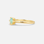 Princess Cut Fire Opal Asymmetrical Cluster Side Stone Engagement Ring - Additional view