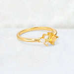 Princess Cut Citrine Asymmetrical Cluster Side Stone Engagement Ring - Additional view