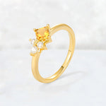 Princess Cut Citrine Asymmetrical Cluster Side Stone Engagement Ring - Additional view