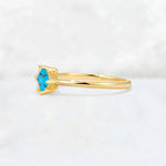 Princess Cut Turquoise Asymmetrical Cluster Side Stone Engagement Ring - Additional view