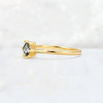 Princess Cut Black Rutilated Quartz Asymmetrical Cluster Side Stone Engagement Ring - Additional view
