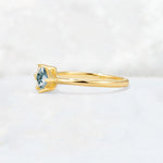 Princess Cut Moss Agate Asymmetrical Cluster Side Stone Engagement Ring - Additional view