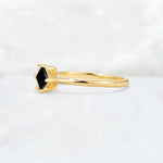 Princess Cut Black Onyx Asymmetrical Cluster Side Stone Engagement Ring - Additional view