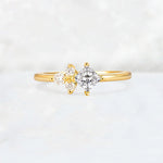 Princess Cut Lab Diamond Asymmetrical Cluster Side Stone Engagement Ring - Additional view