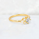 Princess Cut Lab Diamond Asymmetrical Cluster Side Stone Engagement Ring - Additional view
