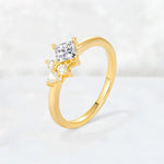 Princess Cut Lab Diamond Asymmetrical Cluster Side Stone Engagement Ring - Additional view