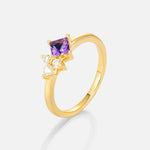 Princess Cut Amethyst Asymmetrical Cluster Side Stone Engagement Ring - Additional view