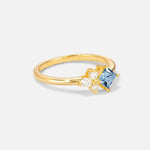 Princess Cut Aquamarine Asymmetrical Cluster Side Stone Engagement Ring - Additional view