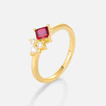 Princess Cut Ruby Asymmetrical Cluster Side Stone Engagement Ring - Additional view