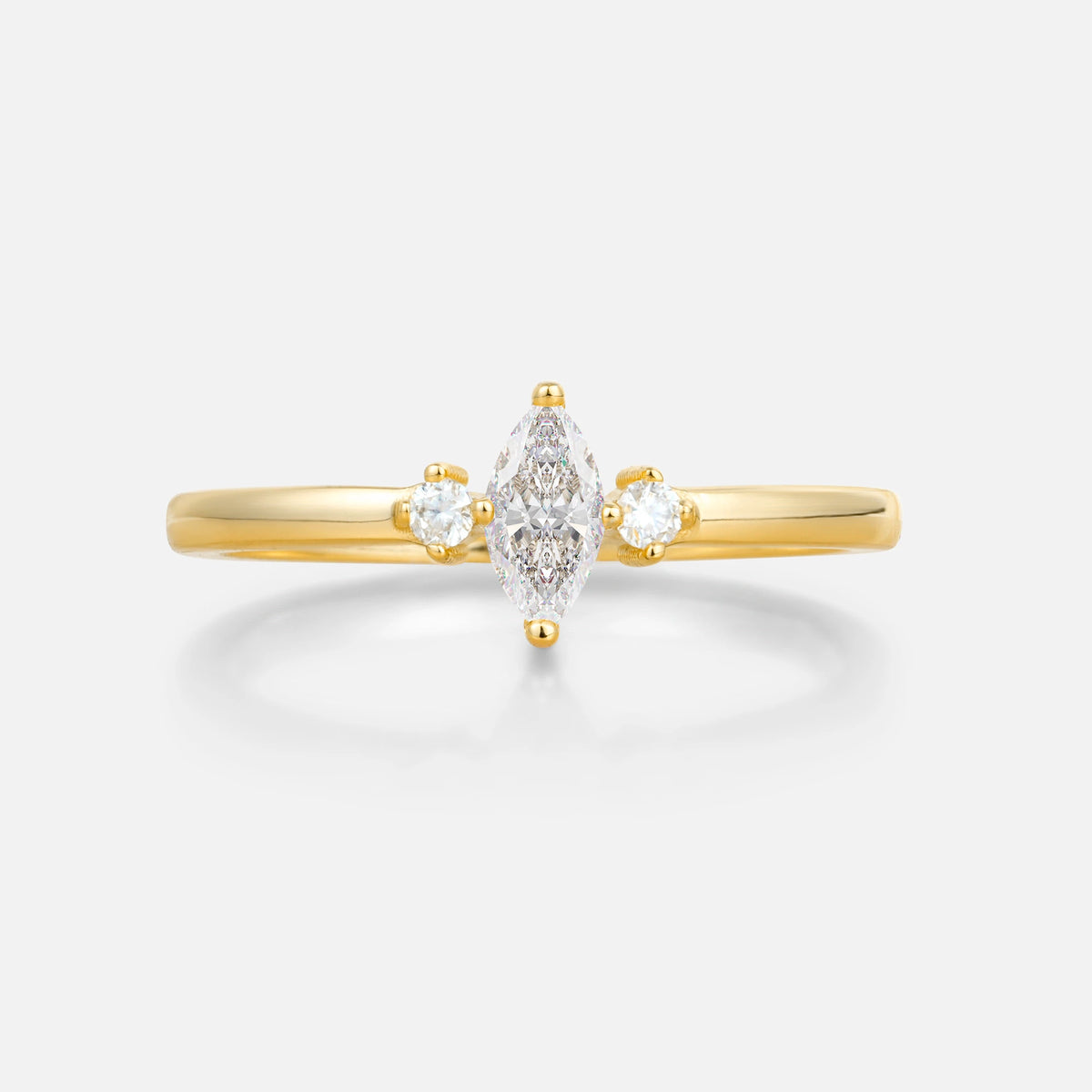Minimalist Three Stone Marquise Moissanite Ring for Women