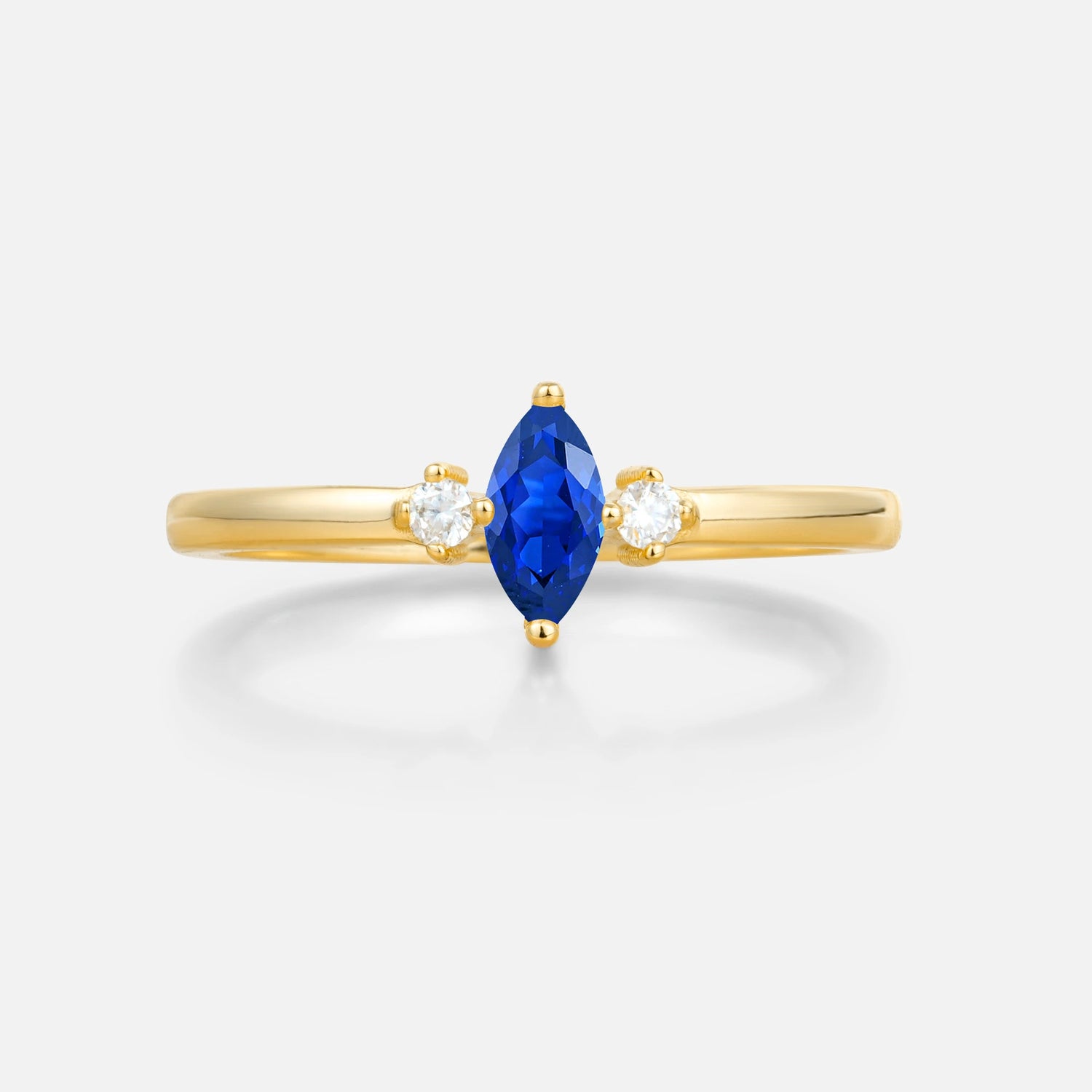 Minimalist Three Stone Marquise Sapphire Ring for Women
