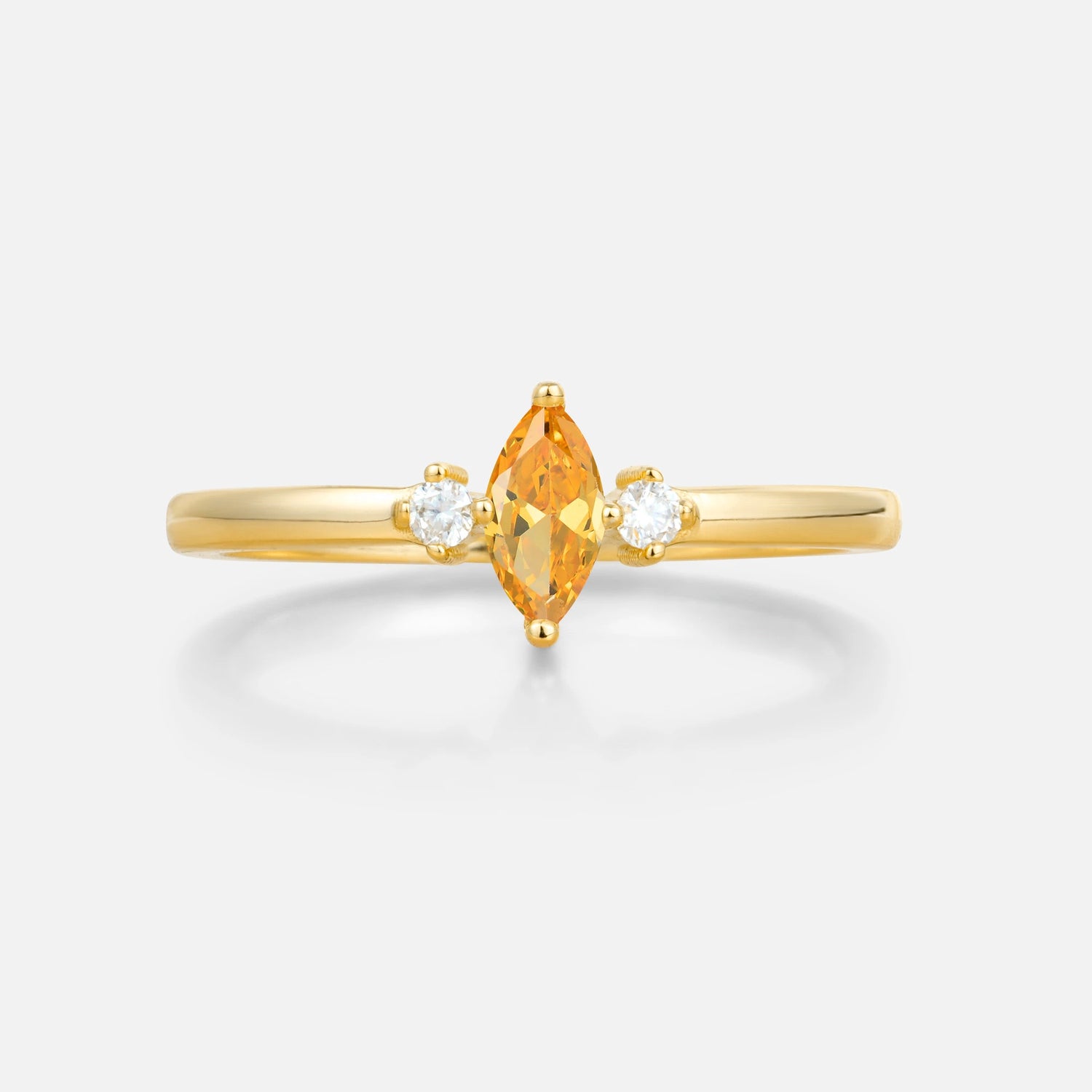 Minimalist Three Stone Marquise Citrine Ring for Women
