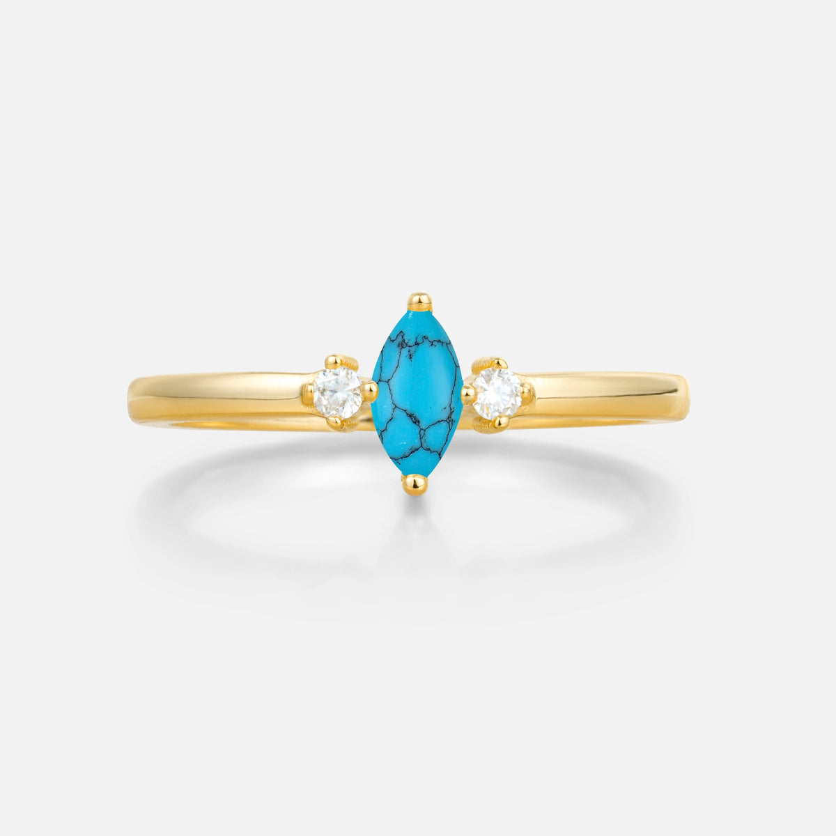 Minimalist Three Stone Marquise Turquoise Ring for Women