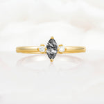 SR11083 Black Rutilated Quartz Ring - Yellow-Gold