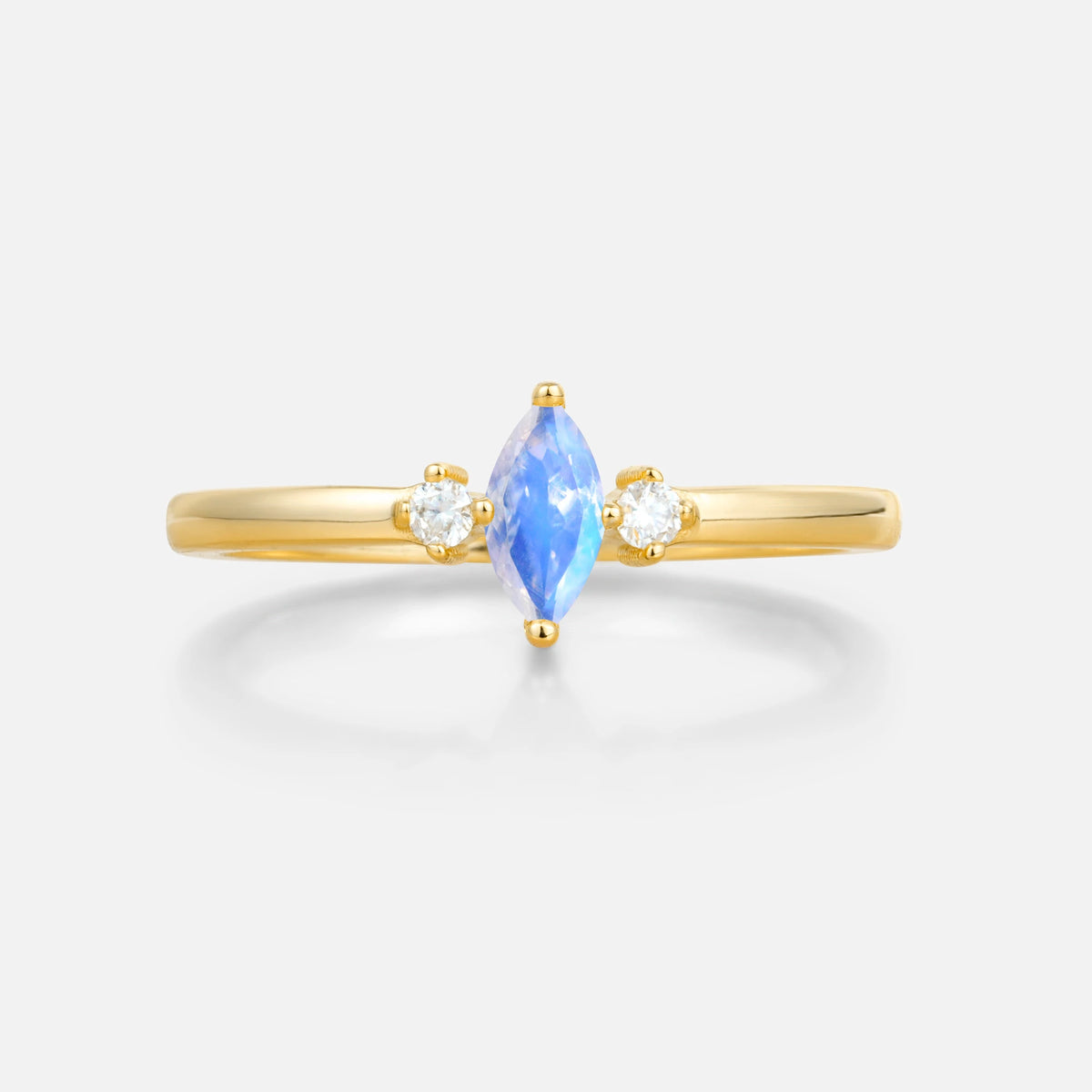 Minimalist Three Stone Marquise Moonstone Ring for Women