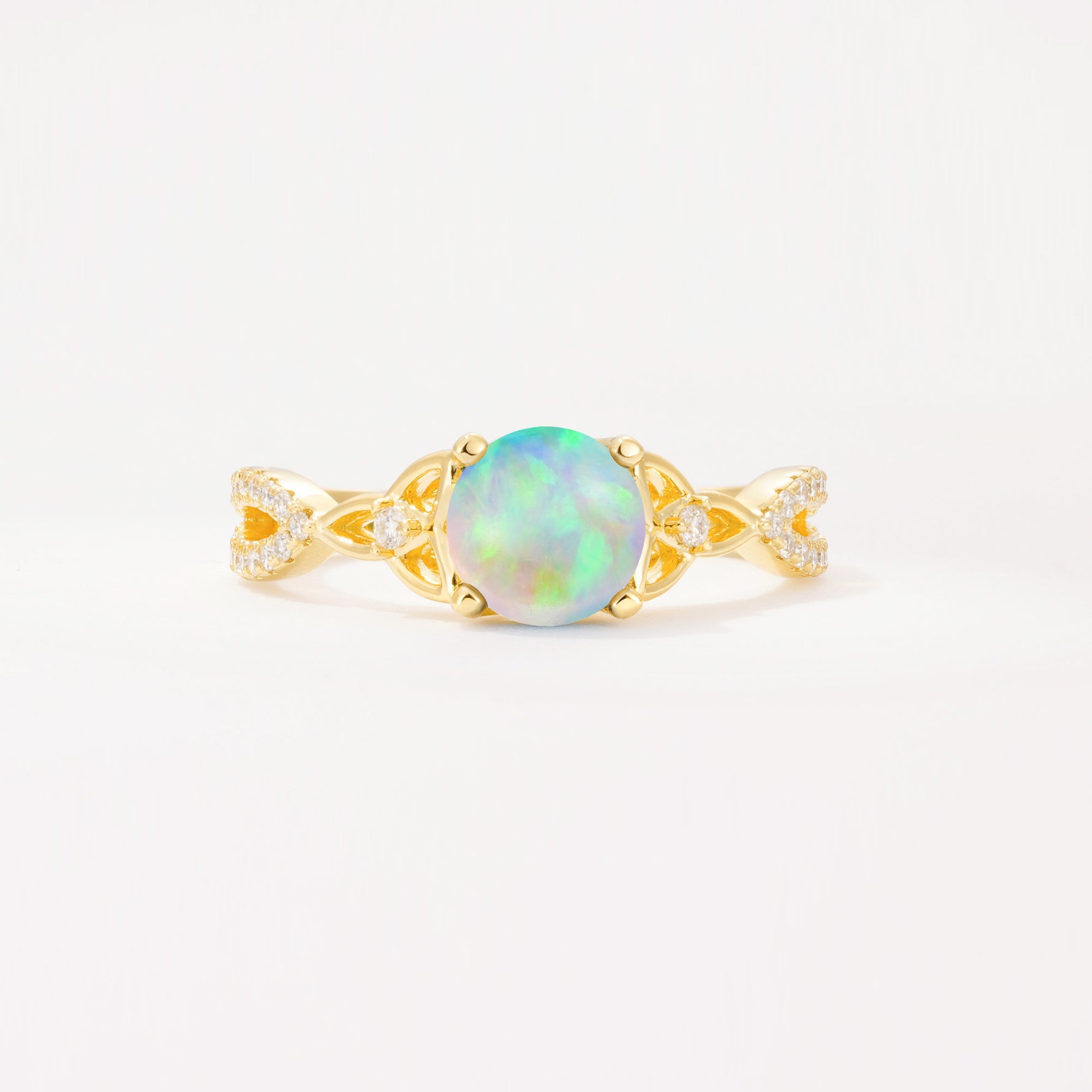 SR11137 Fire Opal Ring - Yellow-Gold