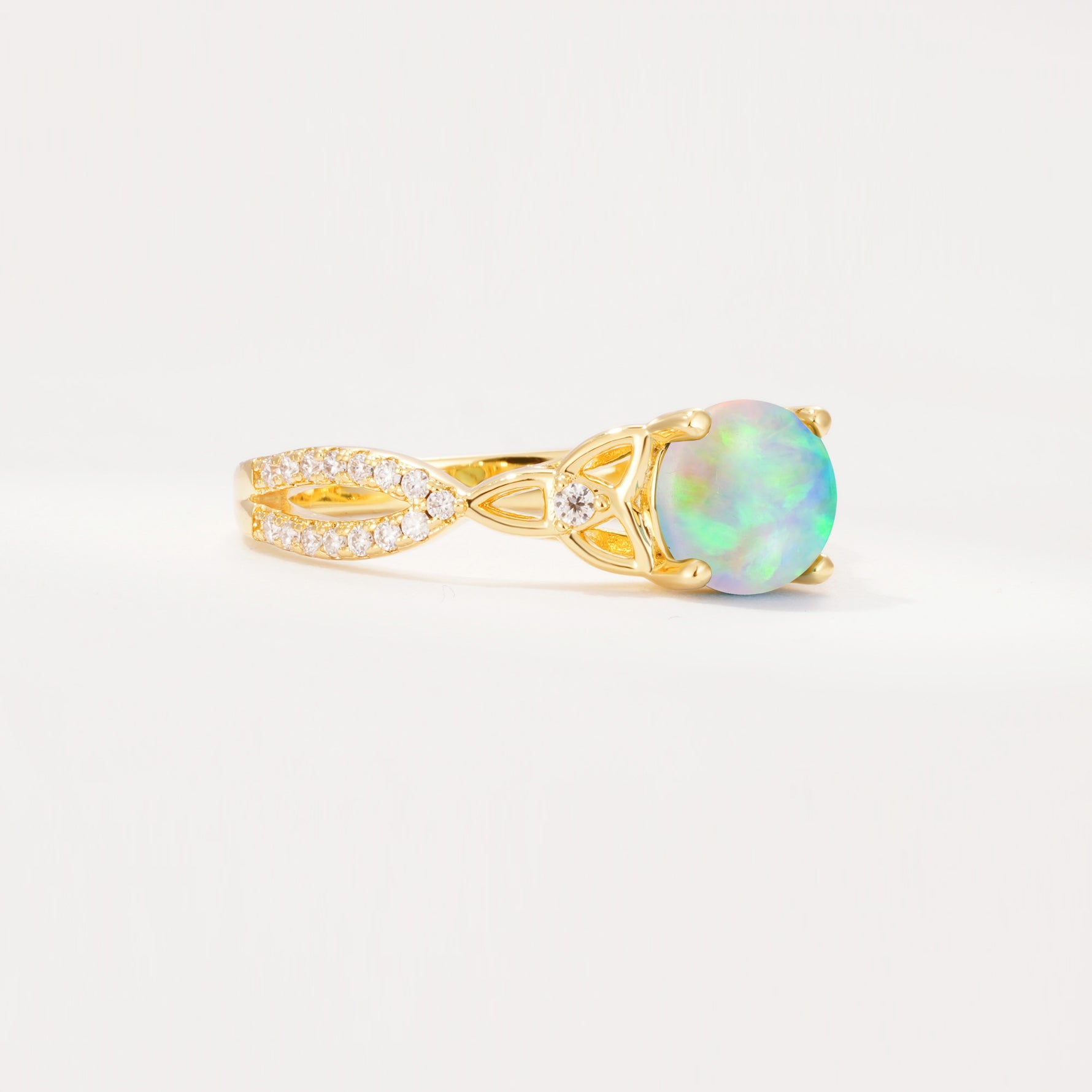 SR11137 Fire Opal Ring - White-Gold