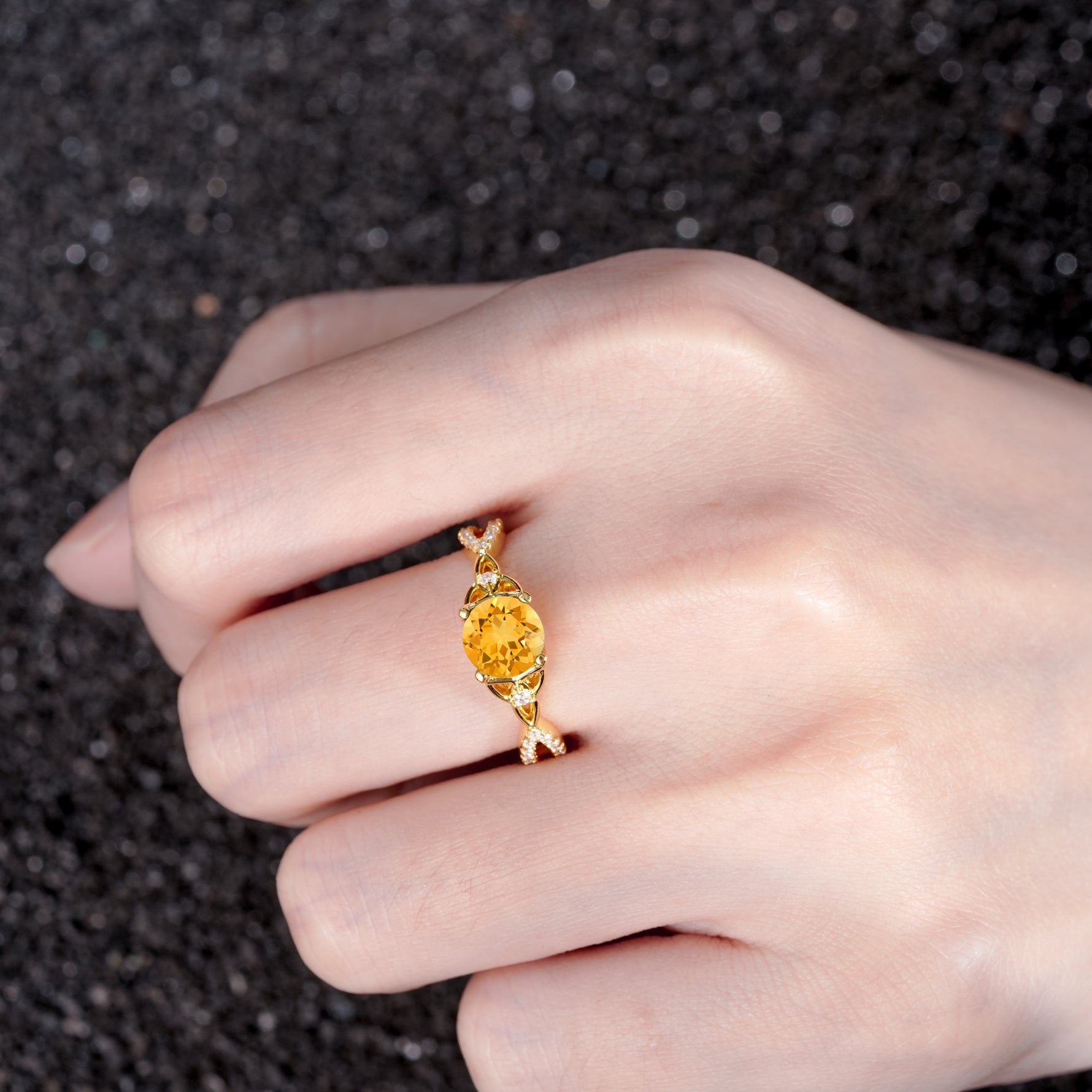 SR11137 Citrine Ring - Rose-Gold