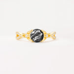SR11137 Black Rutilated Quartz Ring - Yellow-Gold