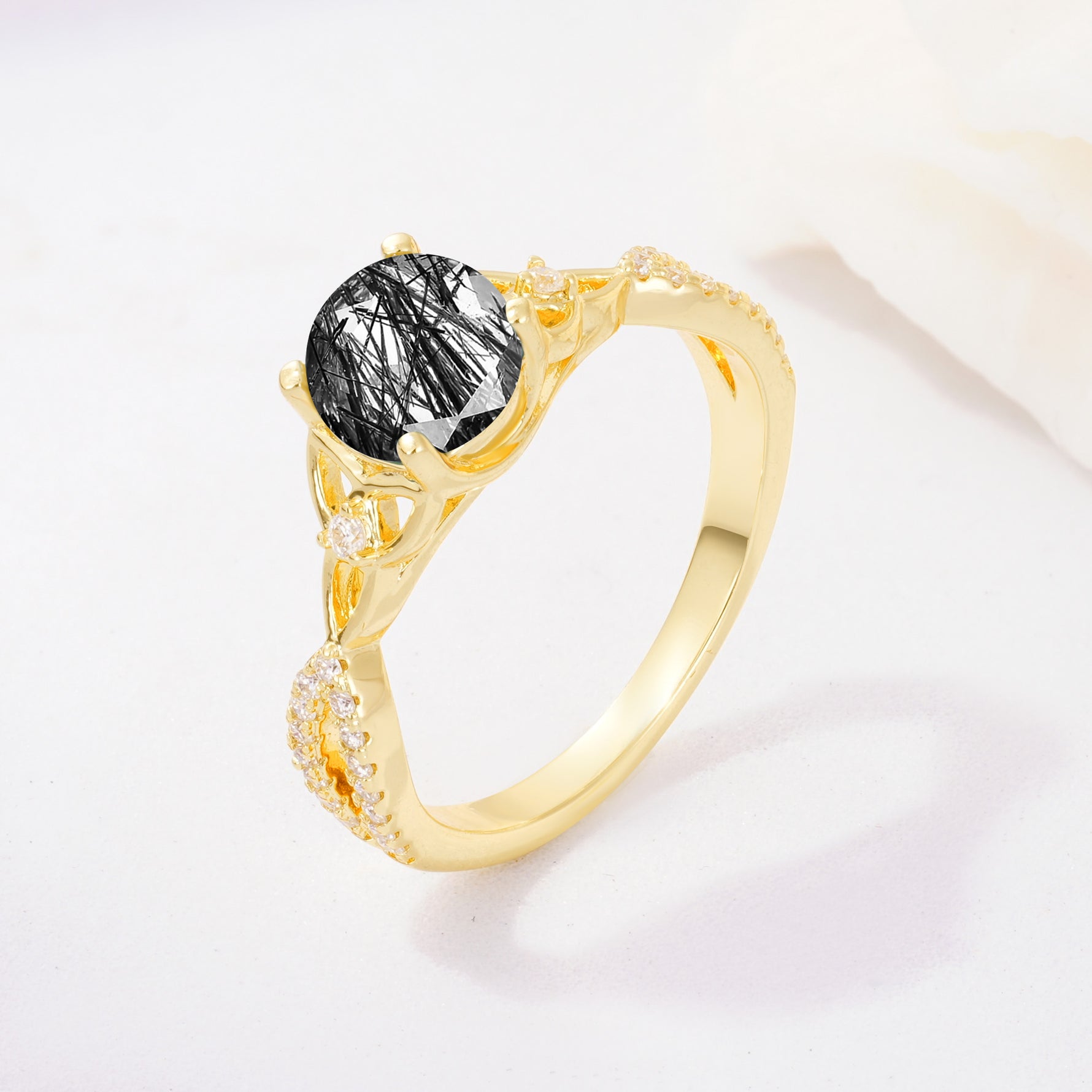 SR11137 Black Rutilated Quartz Ring - Additional view