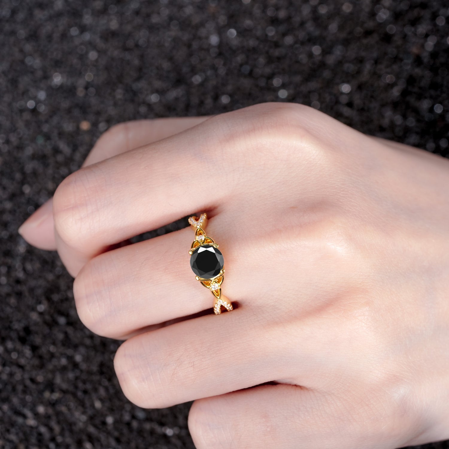 SR11137 Black Onyx Ring - Rose-Gold