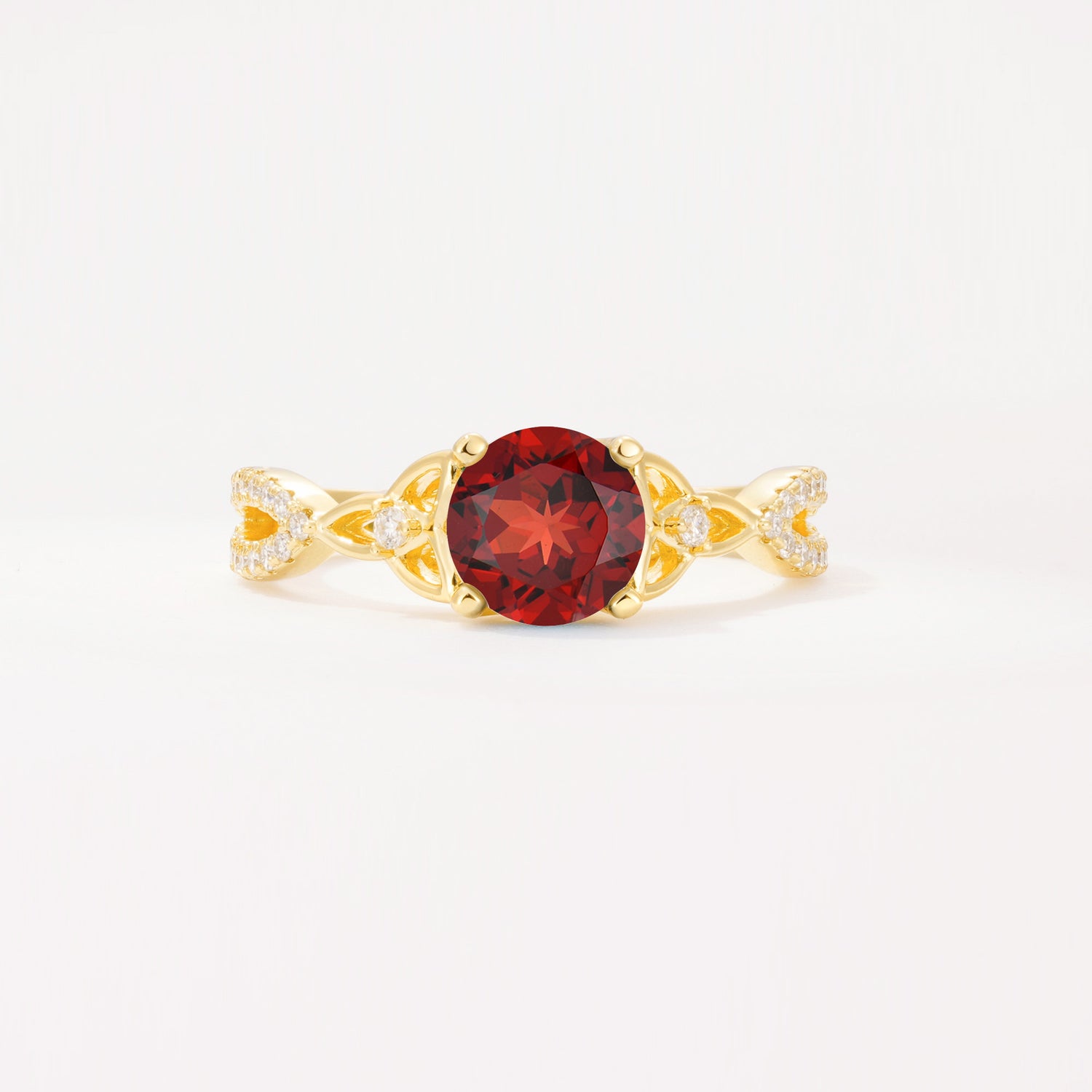 SR11137 Garnet Ring - Yellow-Gold