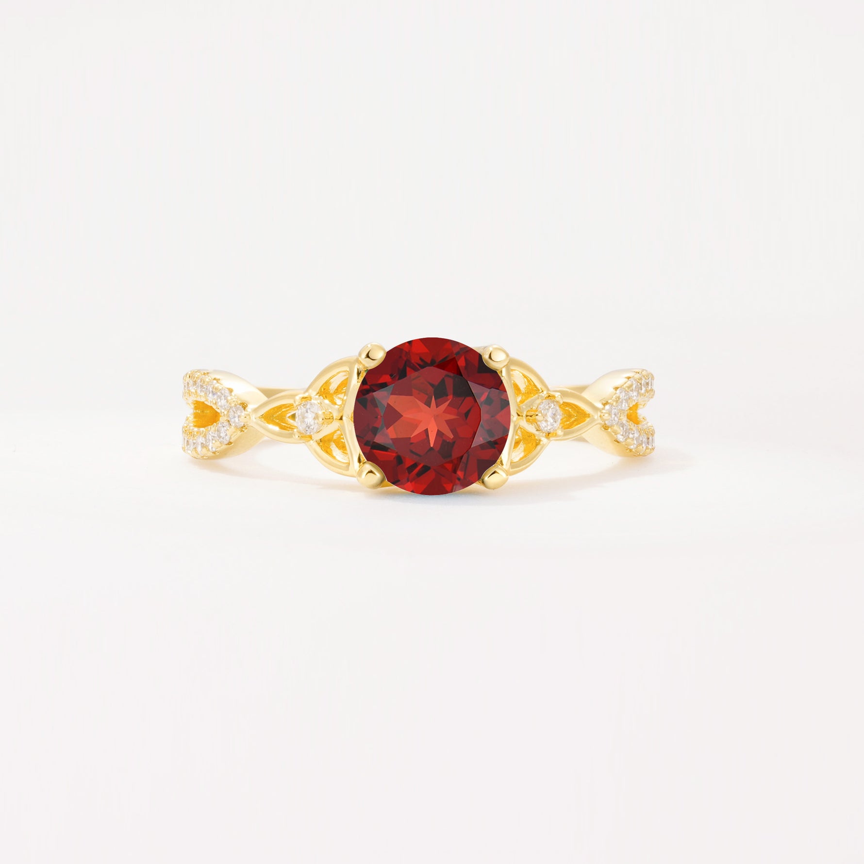 SR11137 Garnet Ring - Yellow-Gold