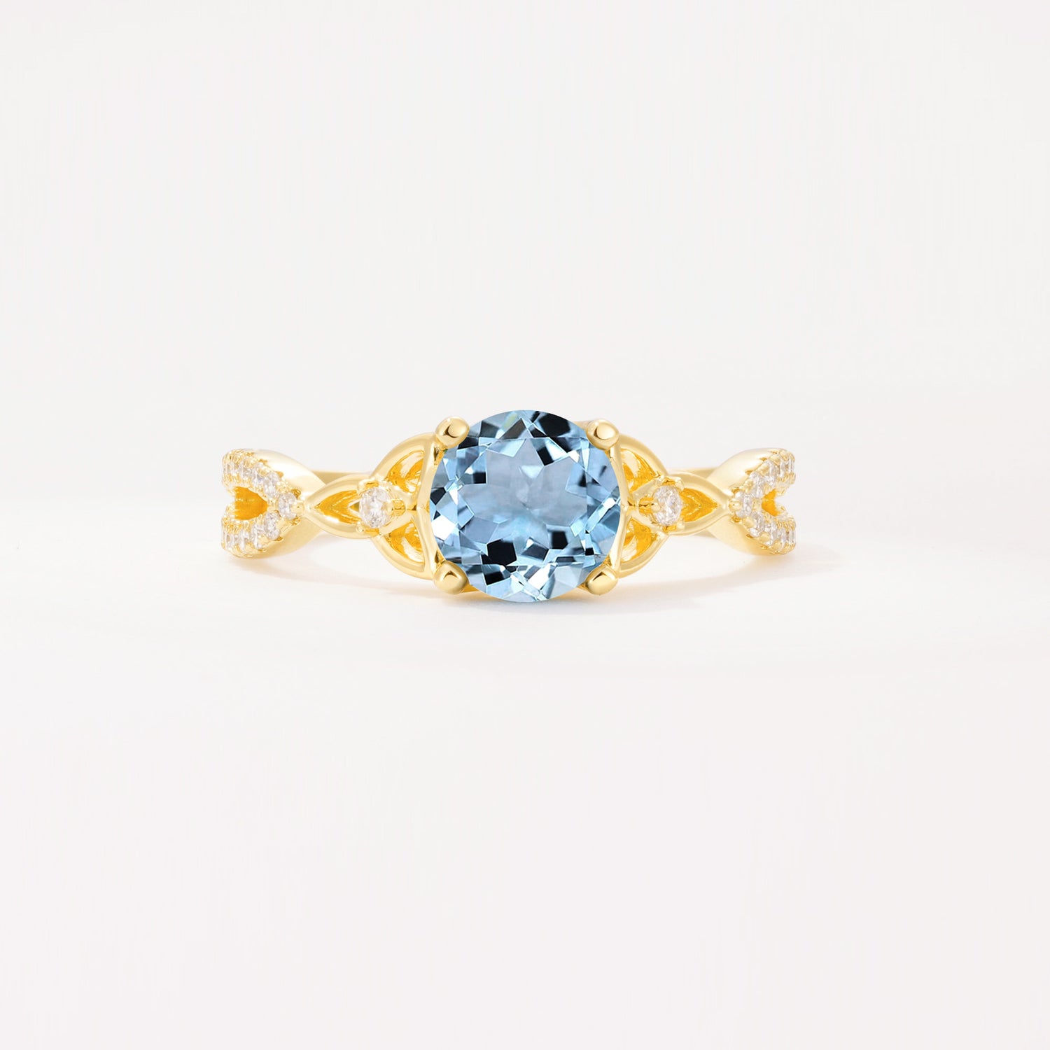 SR11137 Aquamarine Ring - Yellow-Gold