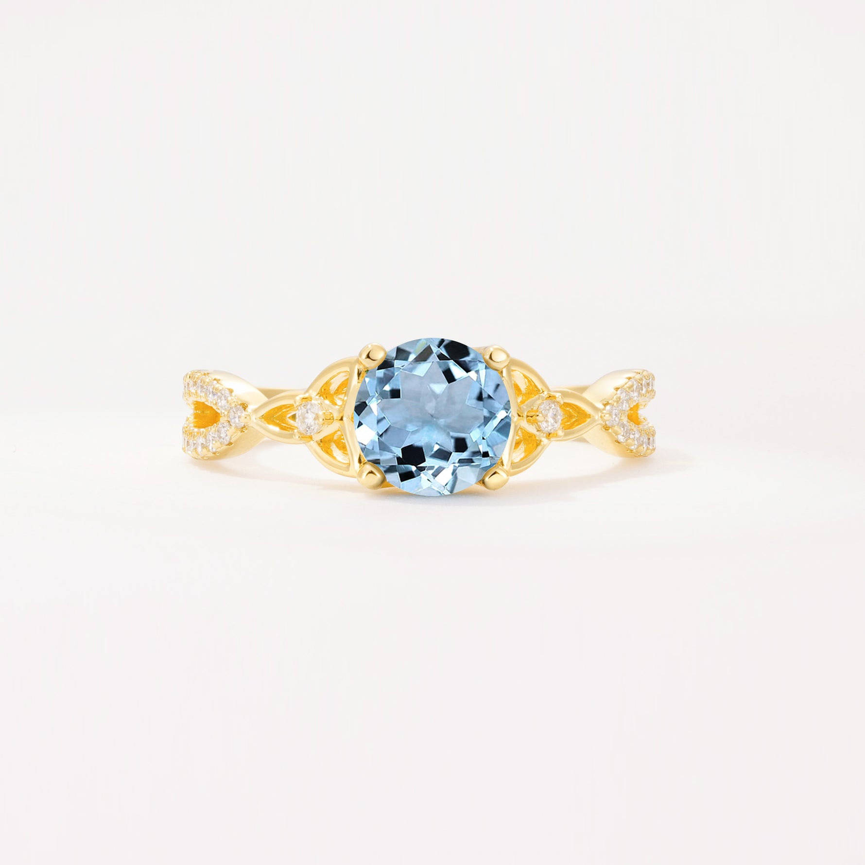 SR11137 Aquamarine Ring - Yellow-Gold