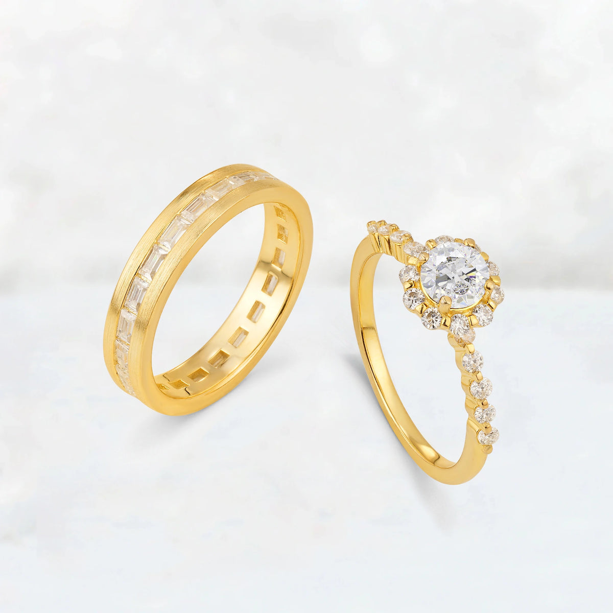 Round Moissanite His and Hers Couple Ring