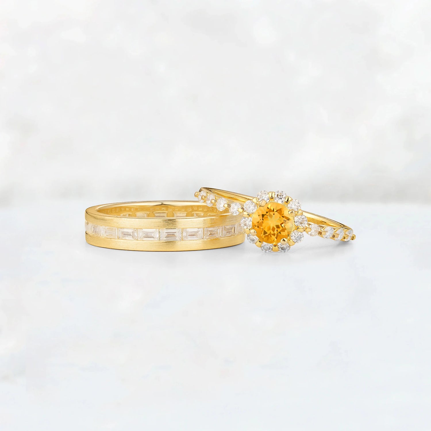 Round Citrine His and Hers Couple Ring