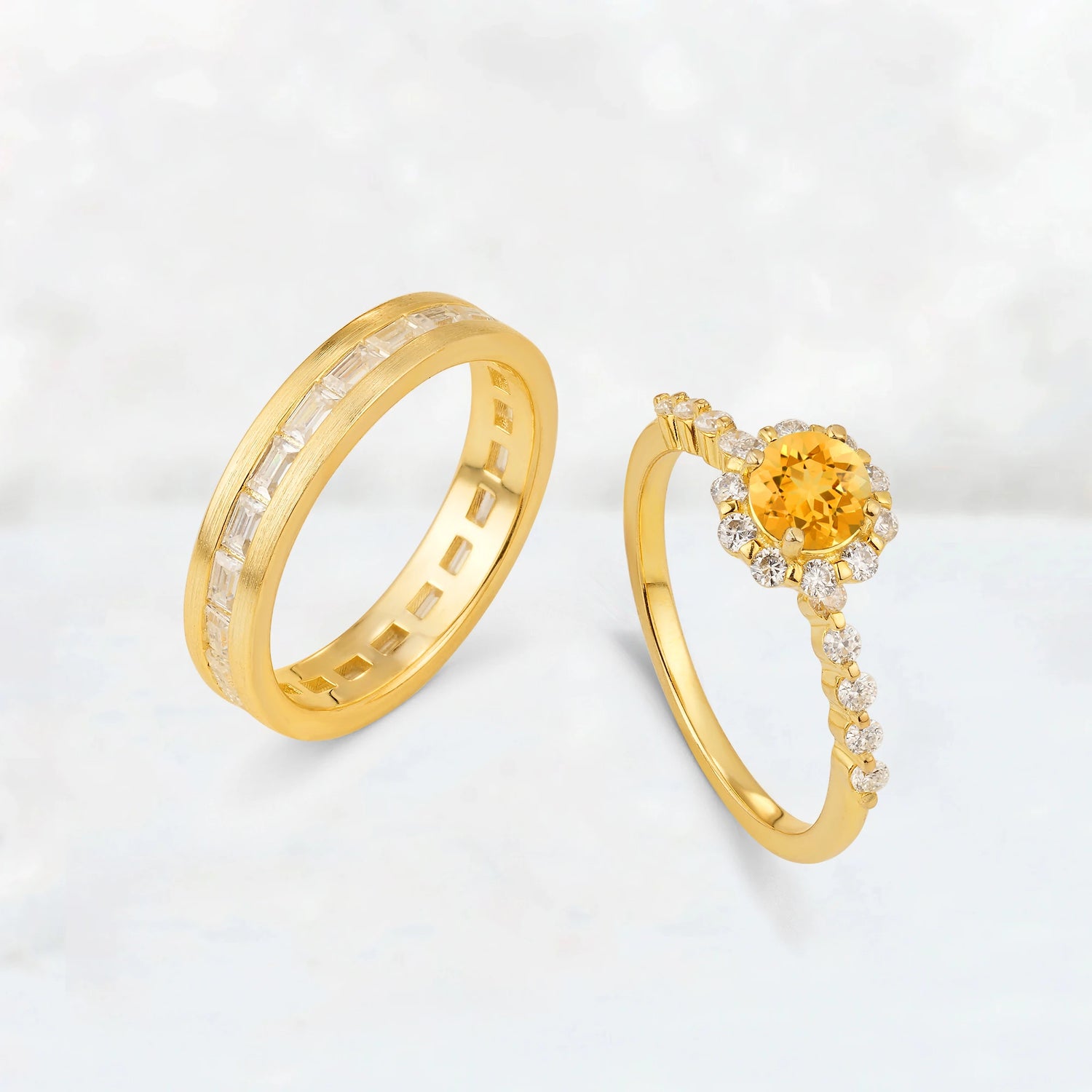Round Citrine His and Hers Couple Ring