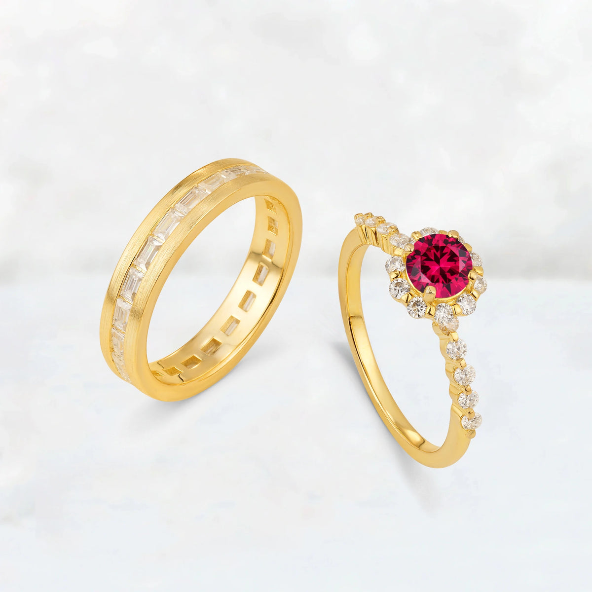 Round Ruby His and Hers Couple Ring