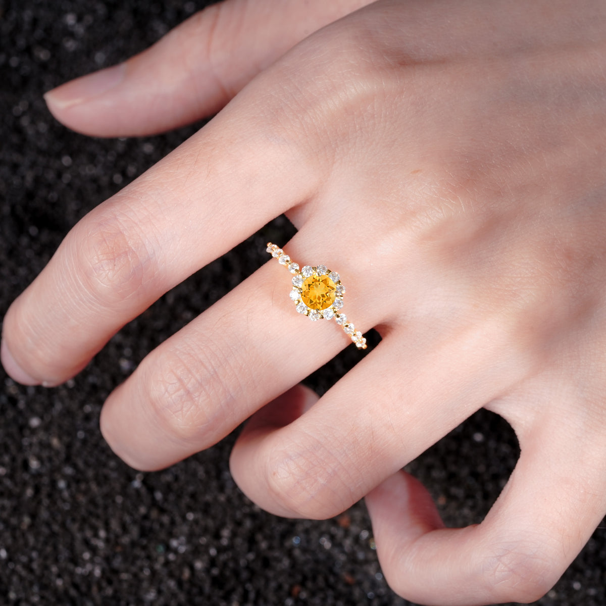 SR11138 Citrine Ring - Rose-Gold