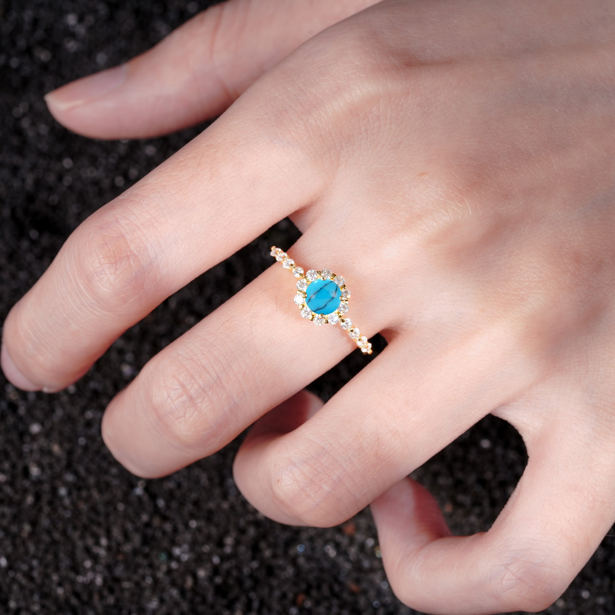 SR11138 Turquoise Ring - Rose-Gold