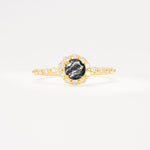 SR11138 Black Rutilated Quartz Ring - Yellow-Gold