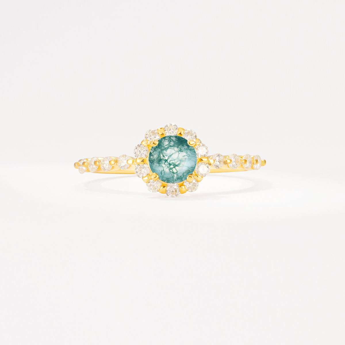 SR11138 Moss Agate Ring - Yellow-Gold