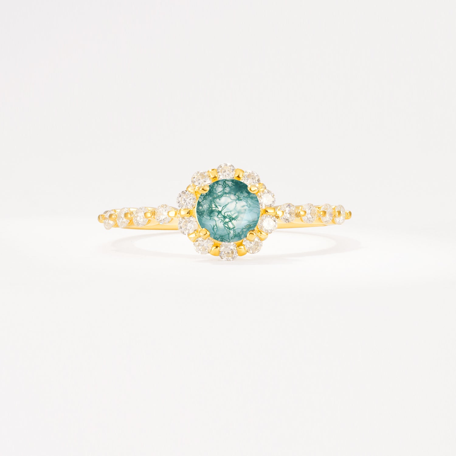 SR11138 Moss Agate Ring - Yellow-Gold