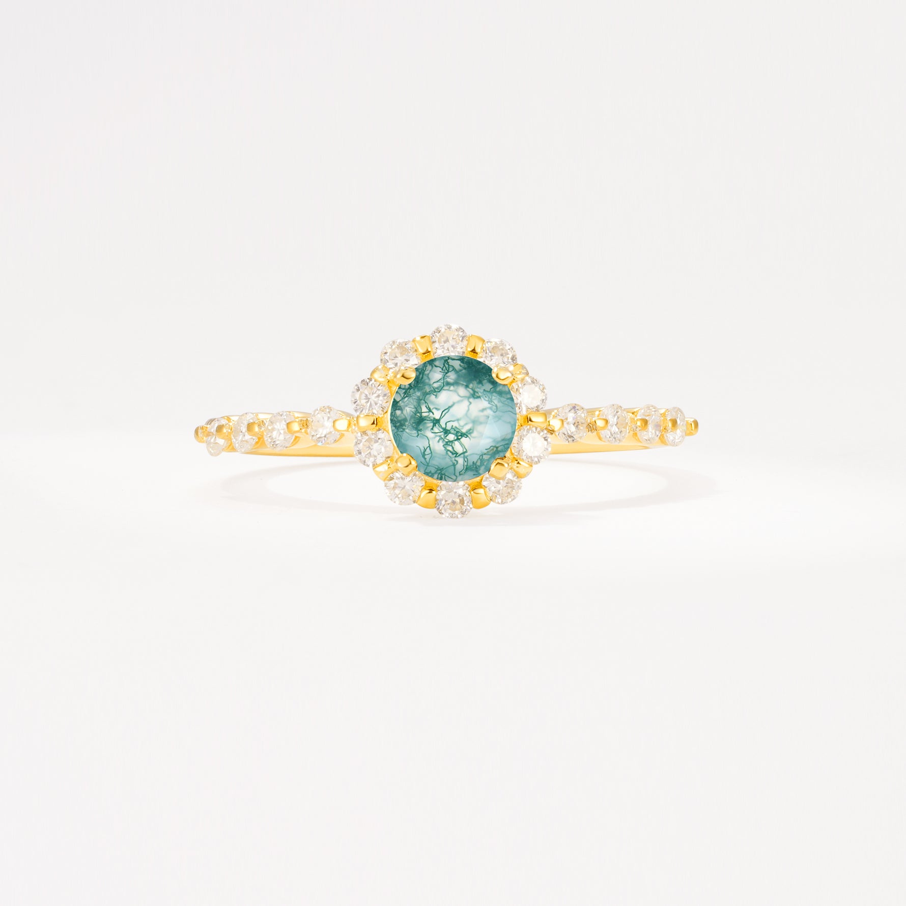 SR11138 Moss Agate Ring - Yellow-Gold