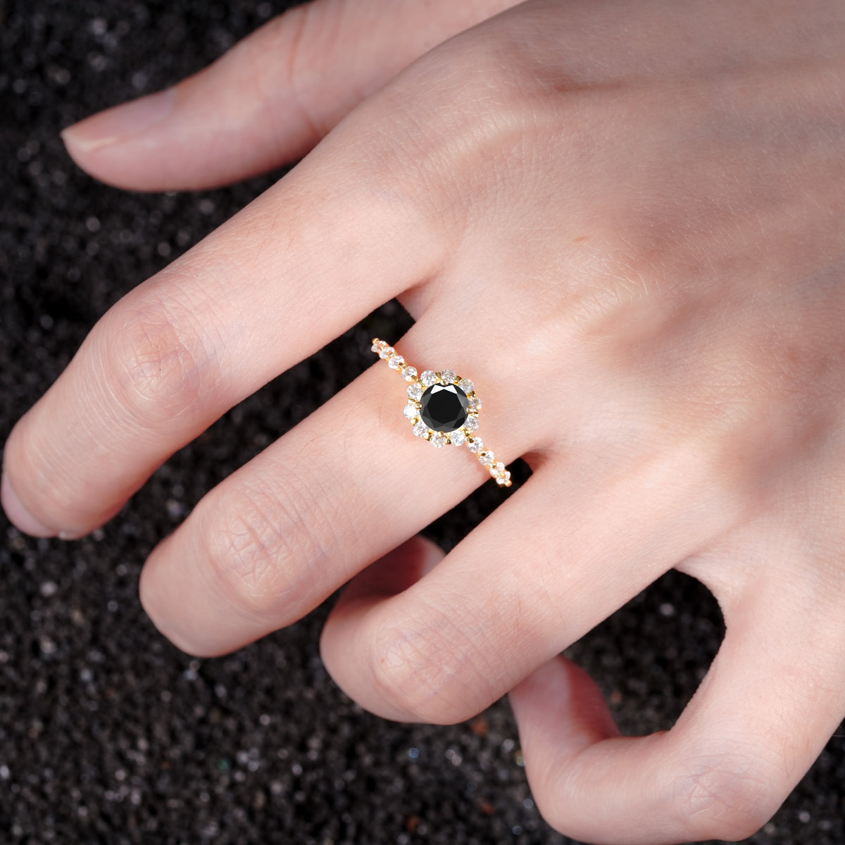 SR11138 Black Onyx Ring - Rose-Gold
