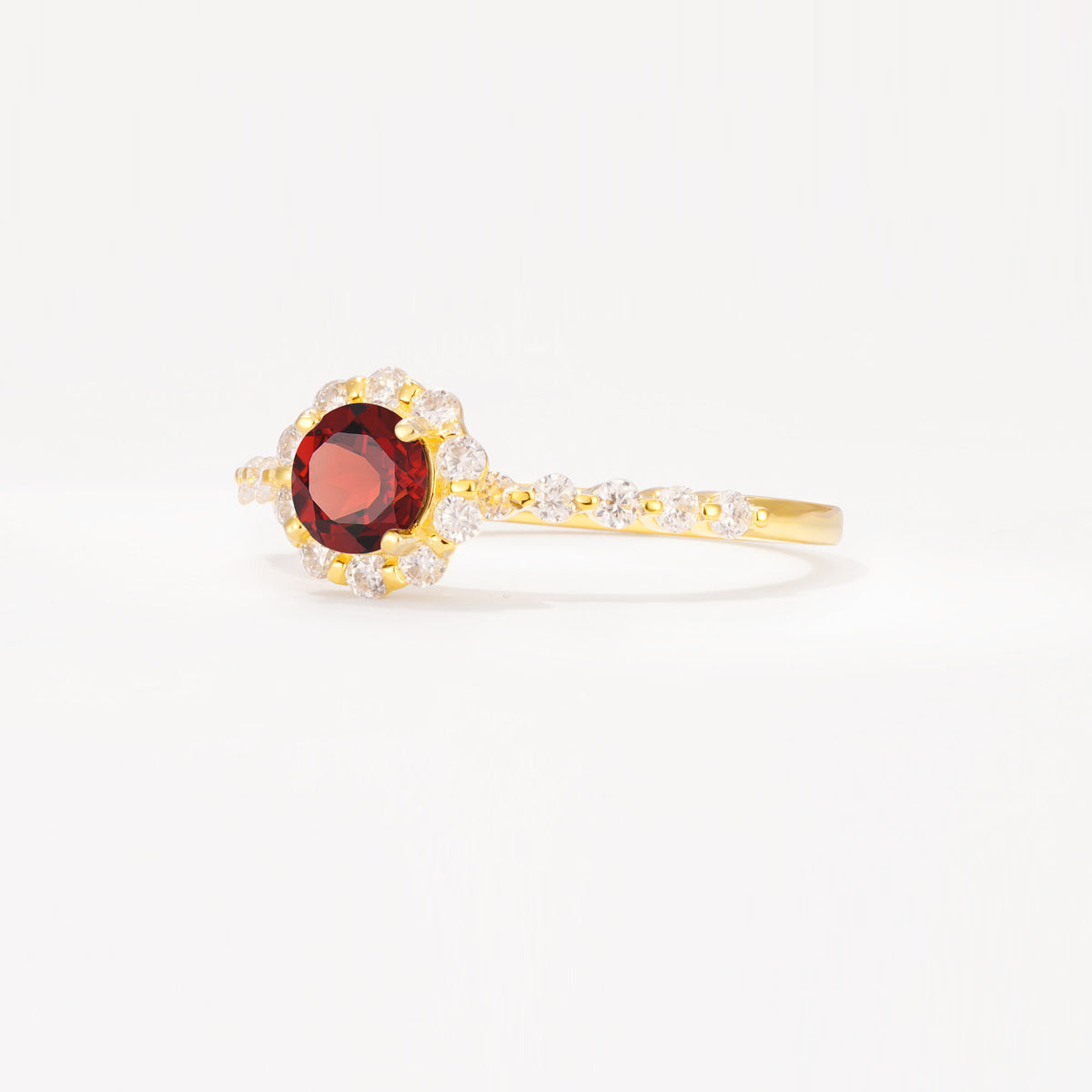 SR11138 Garnet Ring - White-Gold