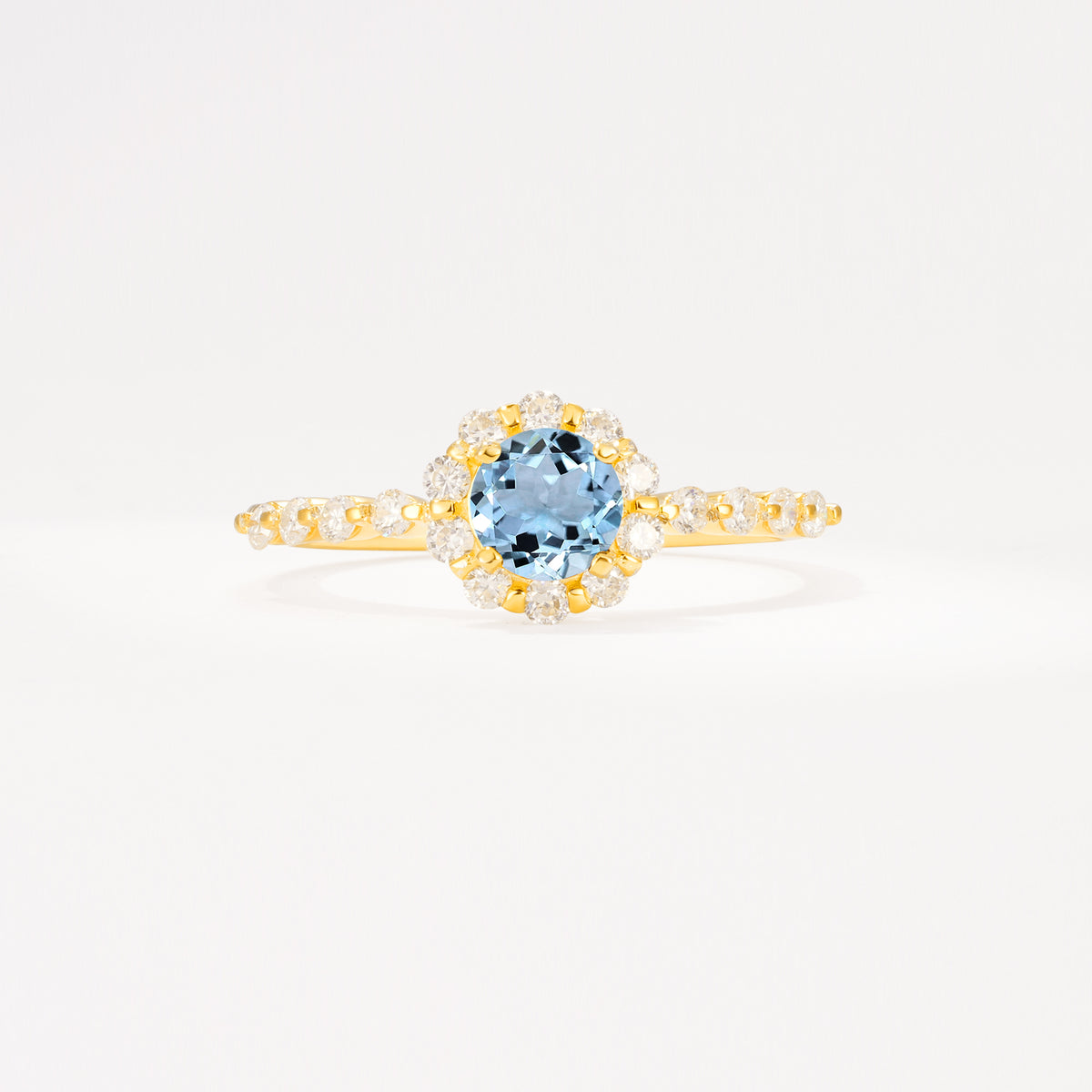 SR11138 Aquamarine Ring - Yellow-Gold