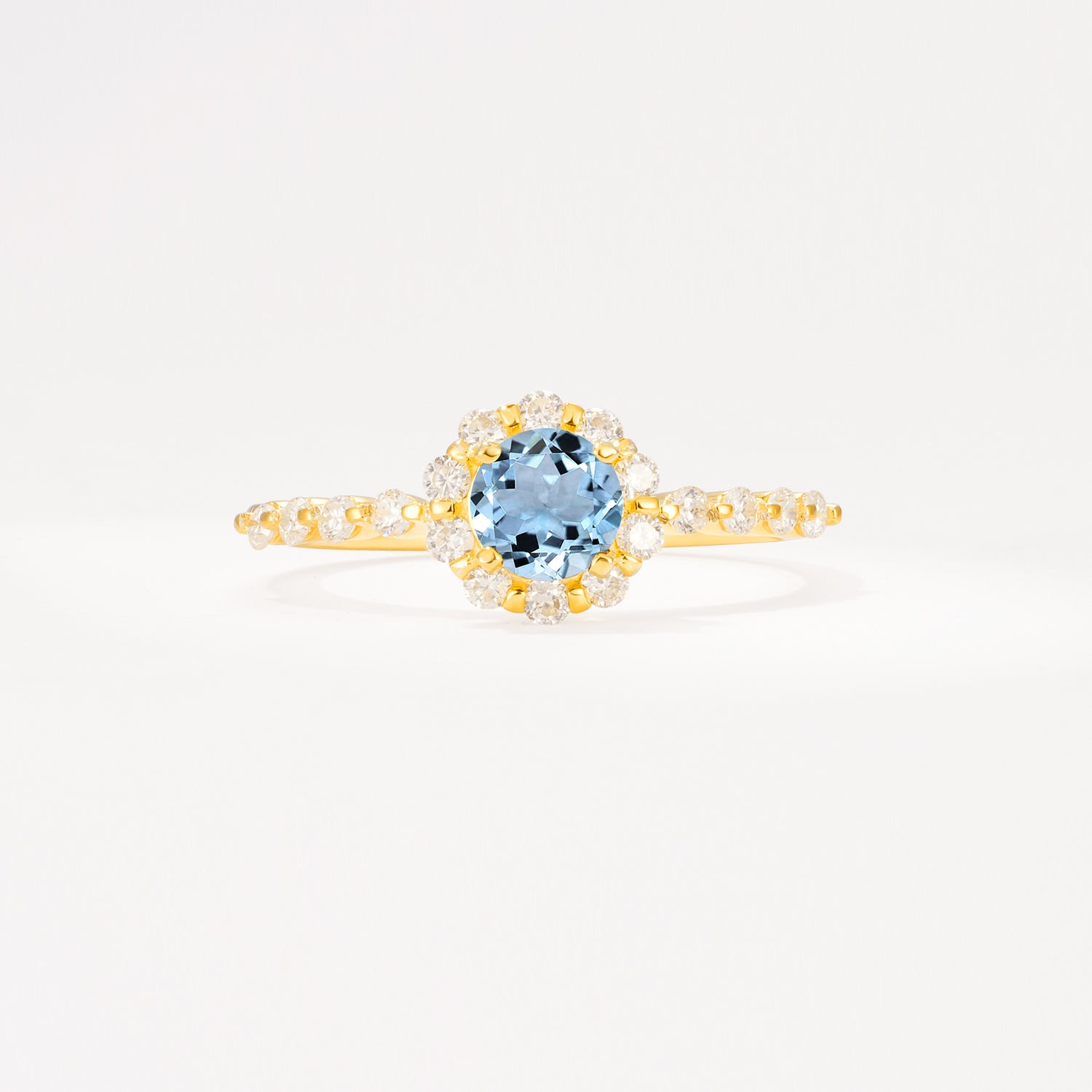 SR11138 Aquamarine Ring - Yellow-Gold
