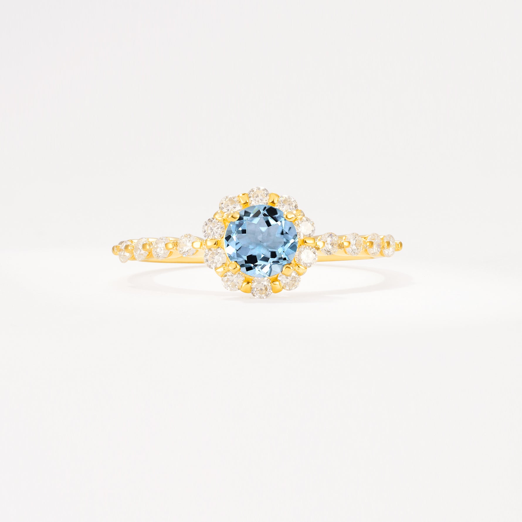 SR11138 Aquamarine Ring - Yellow-Gold