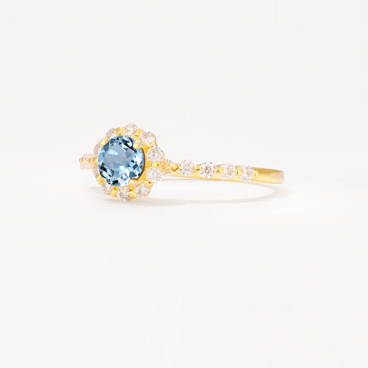SR11138 Aquamarine Ring - White-Gold