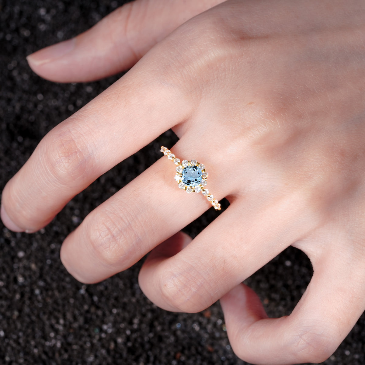 SR11138 Aquamarine Ring - Rose-Gold