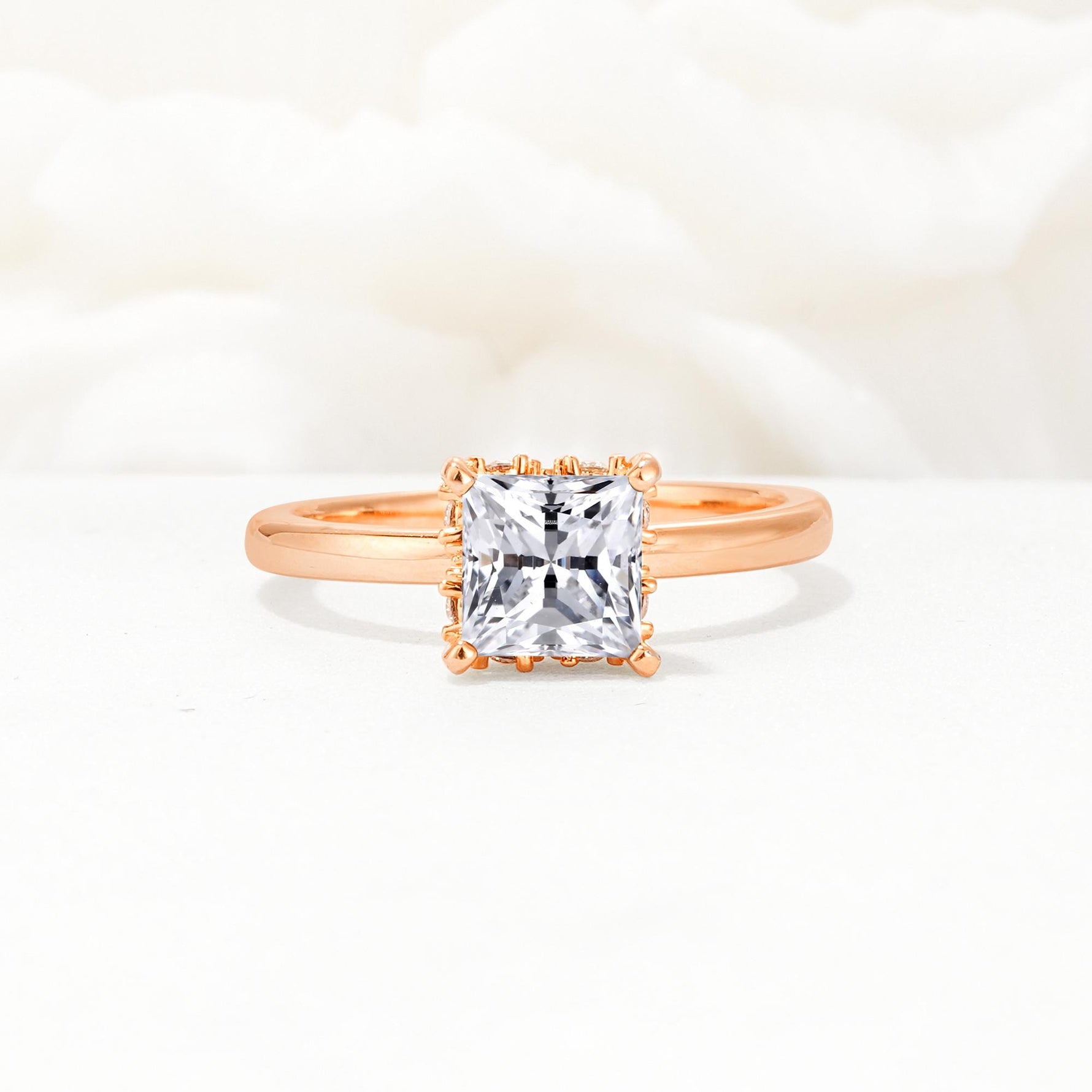 Princess Cut Moissanite Hidden Halo Engagement Ring - Additional view