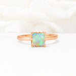 Princess Cut Fire Opal Hidden Halo Engagement Ring - Additional view